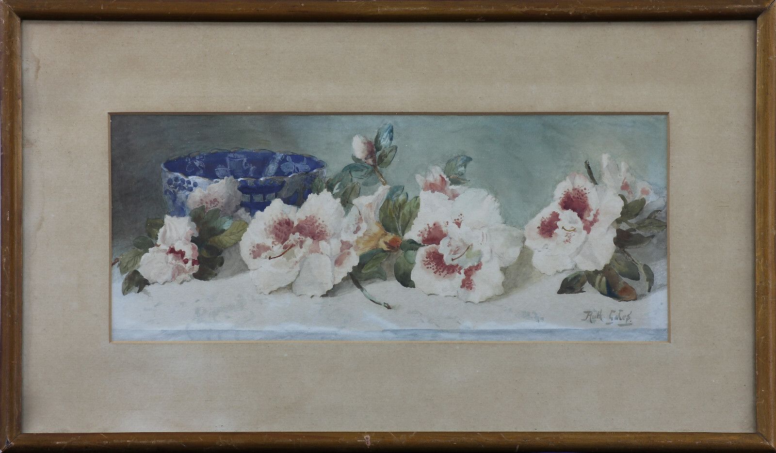 Watercolour By Ruth Gates. Subject Is Still Life, A Bowl With Flowers. photo Art