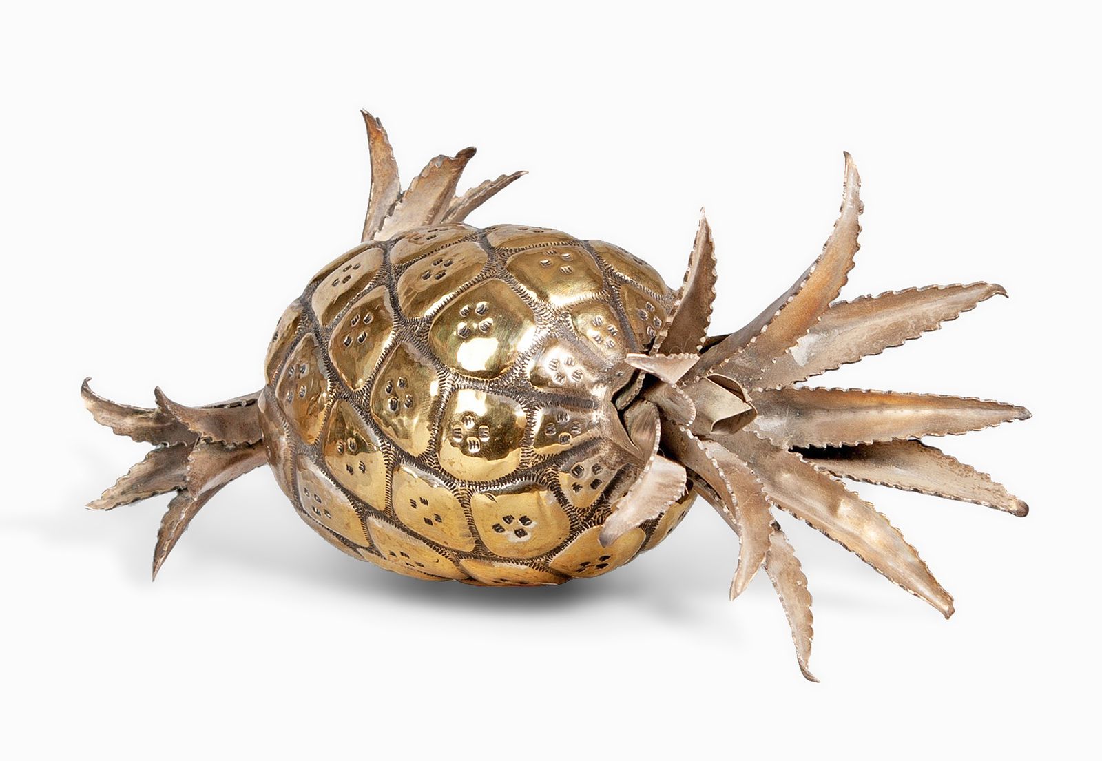 Mid 20th Century Modern Gilt Brass Decorative Pineapple Sculpture/Newel Post, Italy photo vinterior