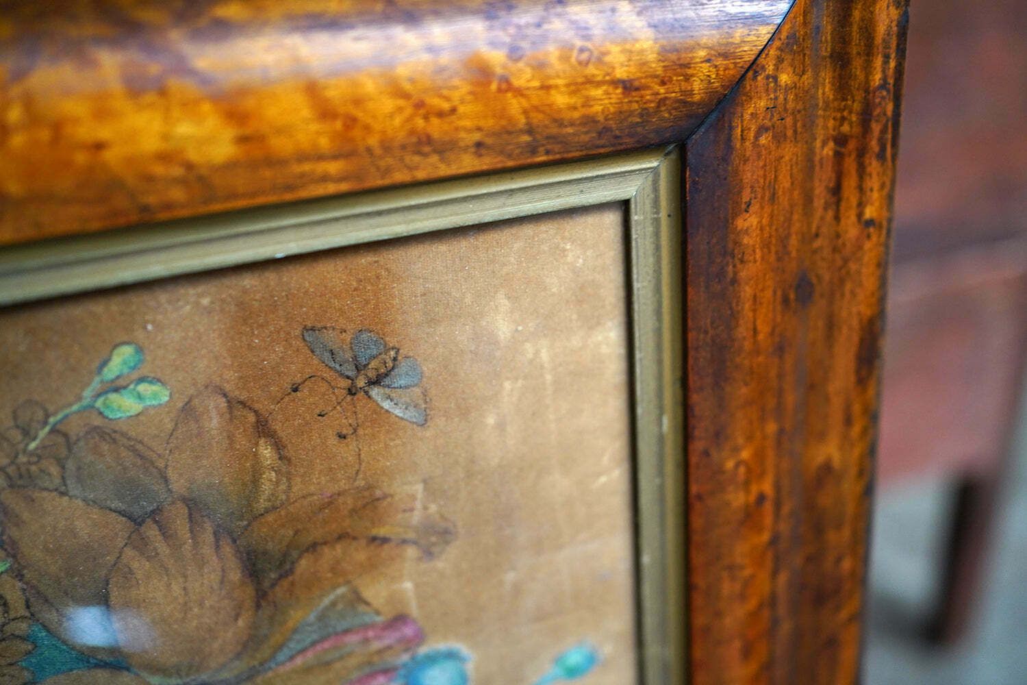 Art A Mid 19thc Victorian Period Floral Still Life Velvet Painting C.1850 photo