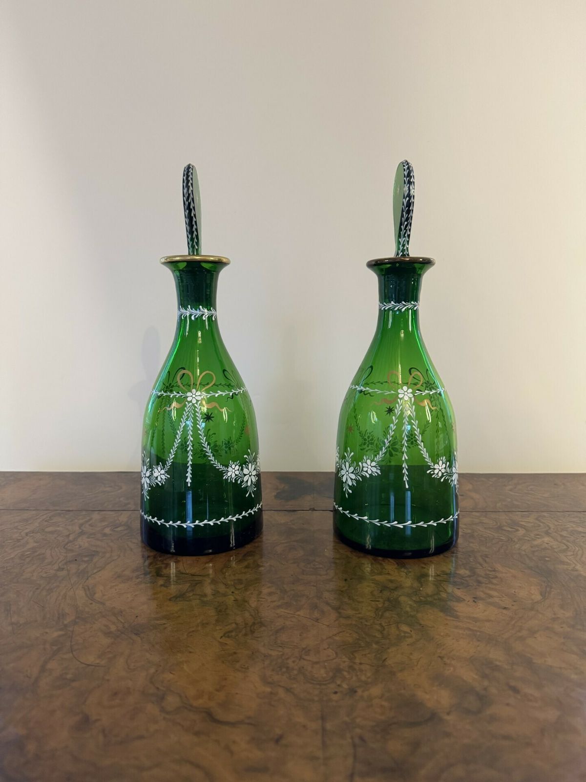 Pretty Pair Of Antique Glass Decanters photo for sale