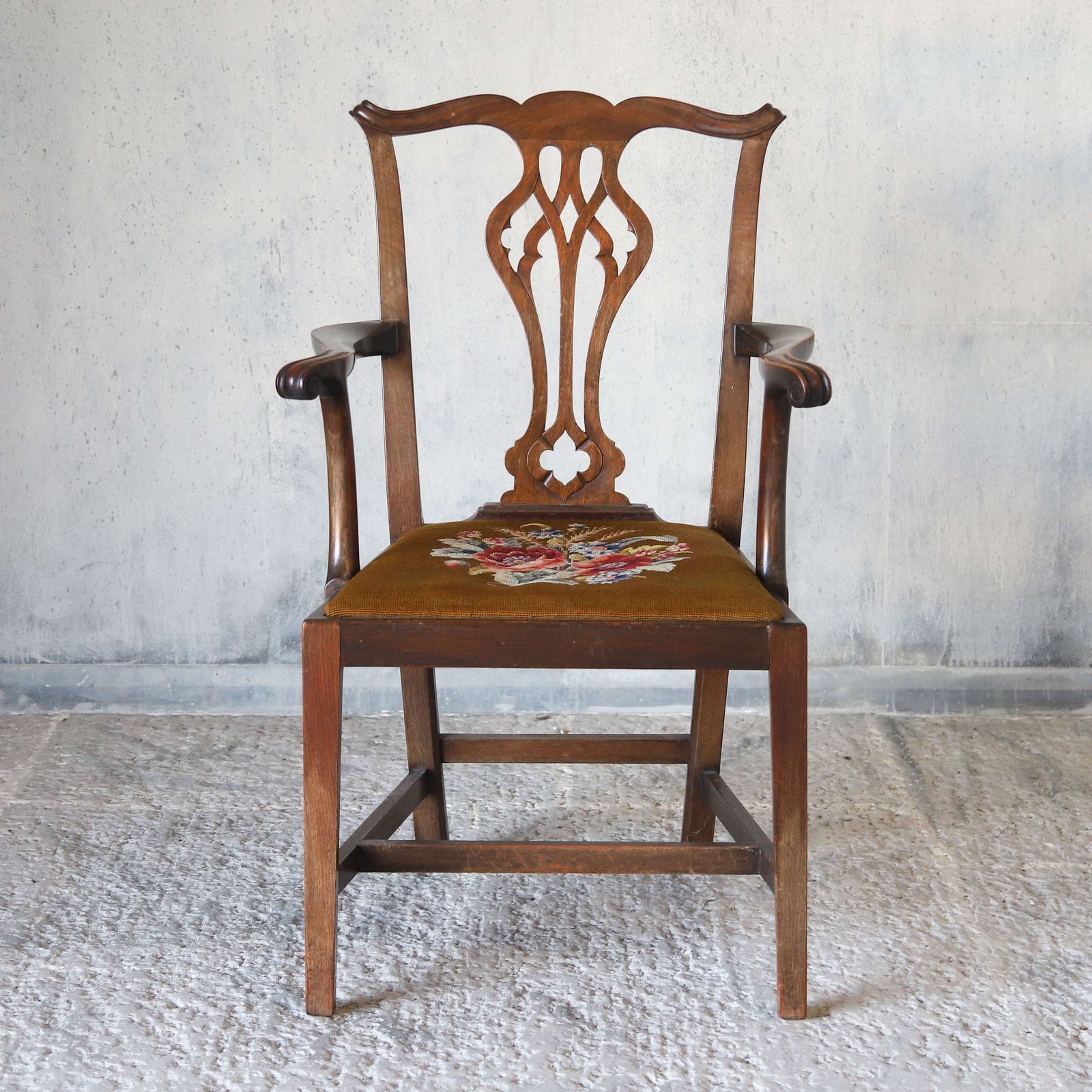 475.0 English Regency Period Country House Style Chair With Tapestry Seat photo