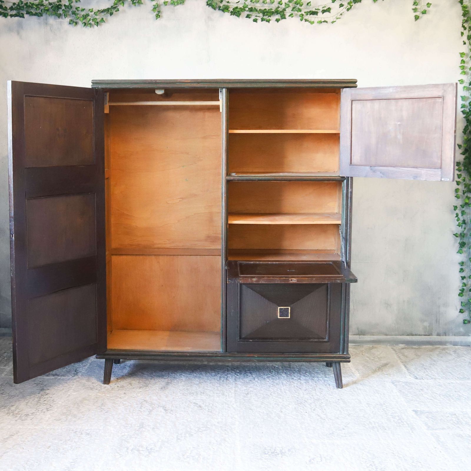 French 1940s Art Deco Style Oak Armoire photo for sale