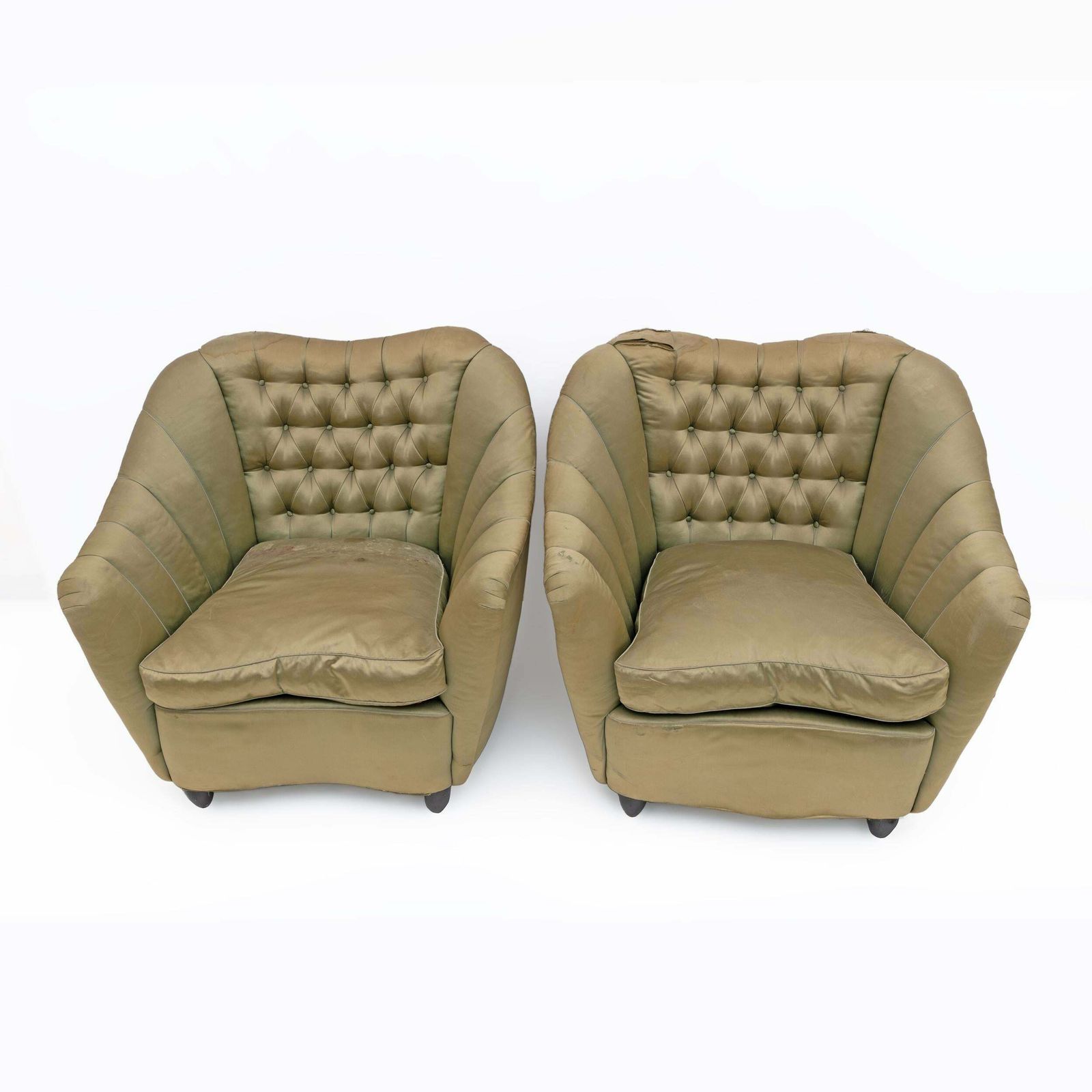Pair Of Gio Ponti Mid Century Modern Curved Armchairs For Casa E Giardino, 1940s photo Furniture