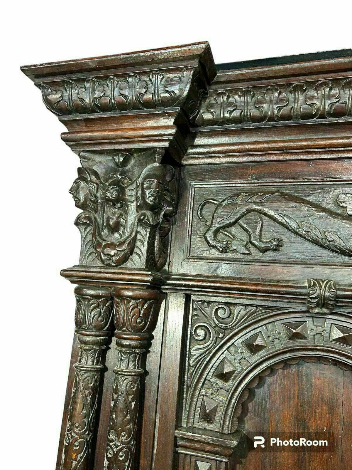 Home Fixtures Solid Oak Carved Antique Fireplace Surround Period Wood Overmantel Reclaimed photo