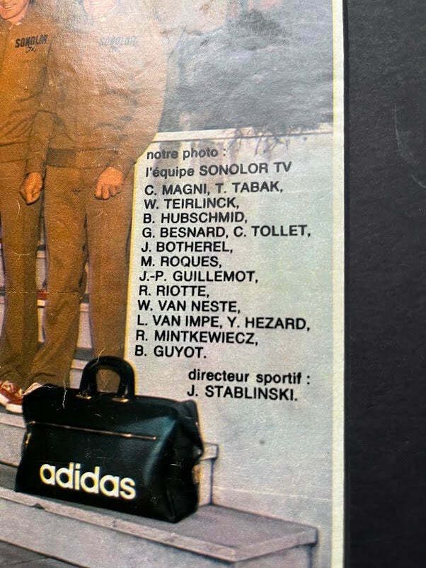 Vintage Adidas Sonolor Cycling Team Advertisement 1975 Print photo furniture