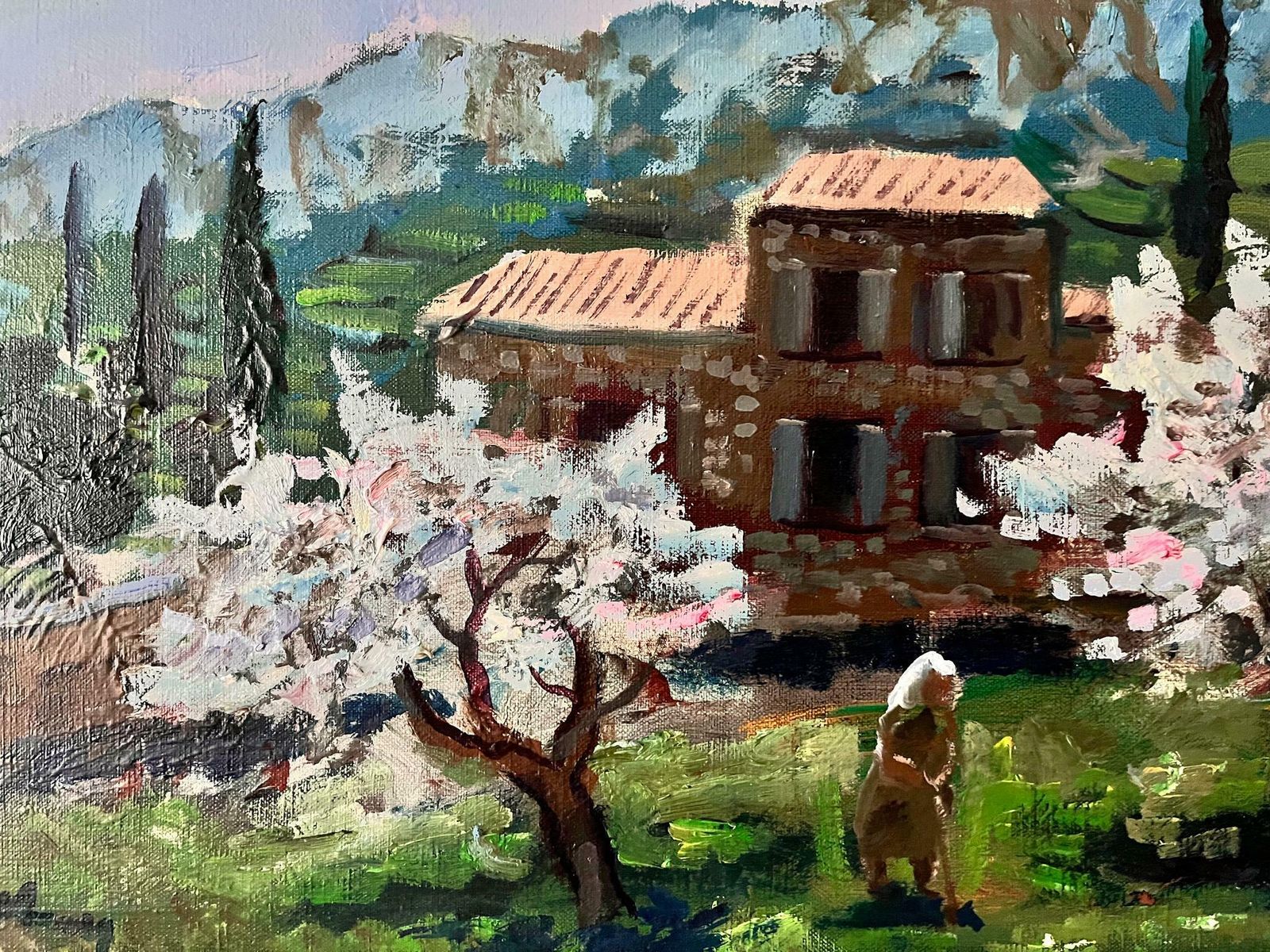 Mediterranean Landscape, Swedish Oil On Canvas, Signed Bertil Wahlberg photo vinterior