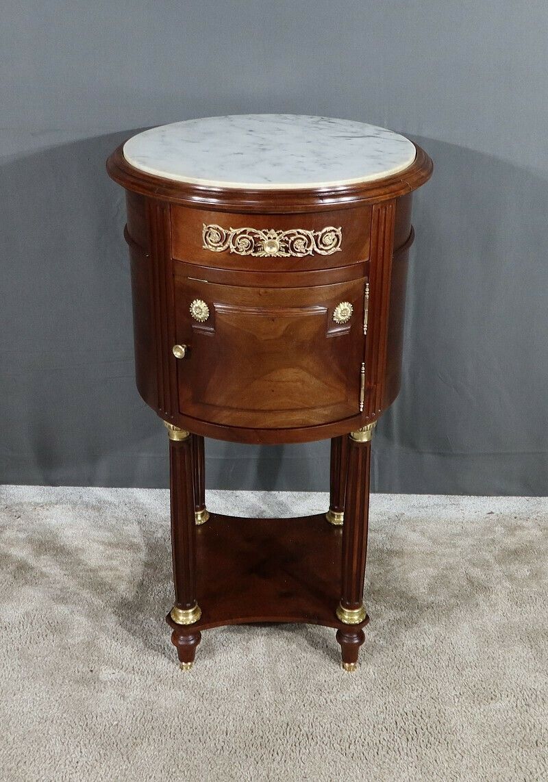 Small Mahogany Drum Table, Louis XVI Style – Late 19th Century photo furniture