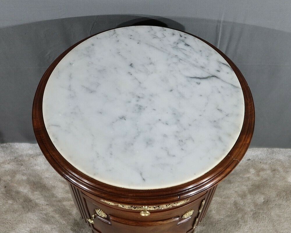 Small Mahogany Drum Table, Louis XVI Style – Late 19th Century photo Furniture