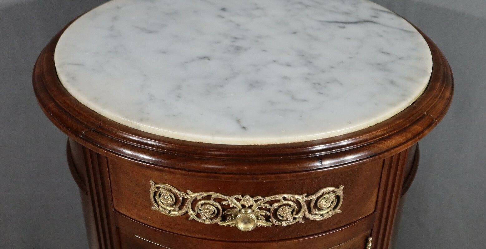 Small Mahogany Drum Table, Louis XVI Style – Late 19th Century photo 1820.0