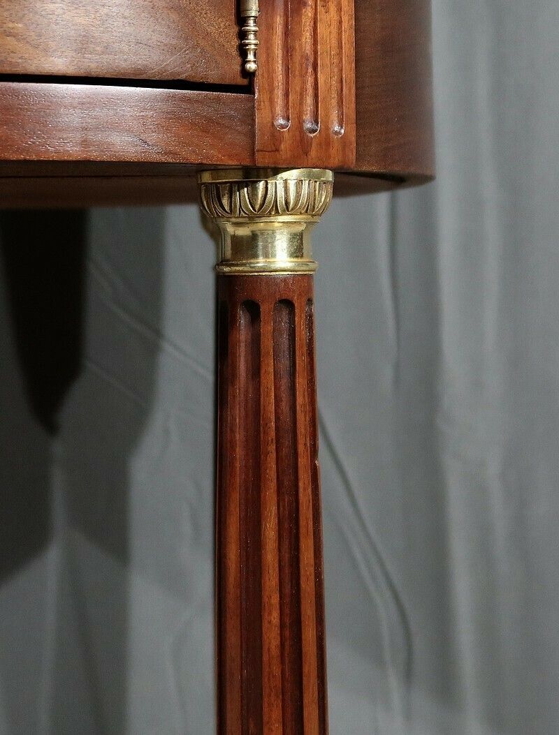 Furniture Small Mahogany Drum Table, Louis XVI Style – Late 19th Century photo