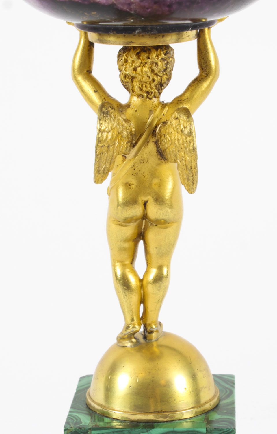 photo vinterior Antique Regency Ormolu Cherub Tazza With Malachite & Blue John 19th C