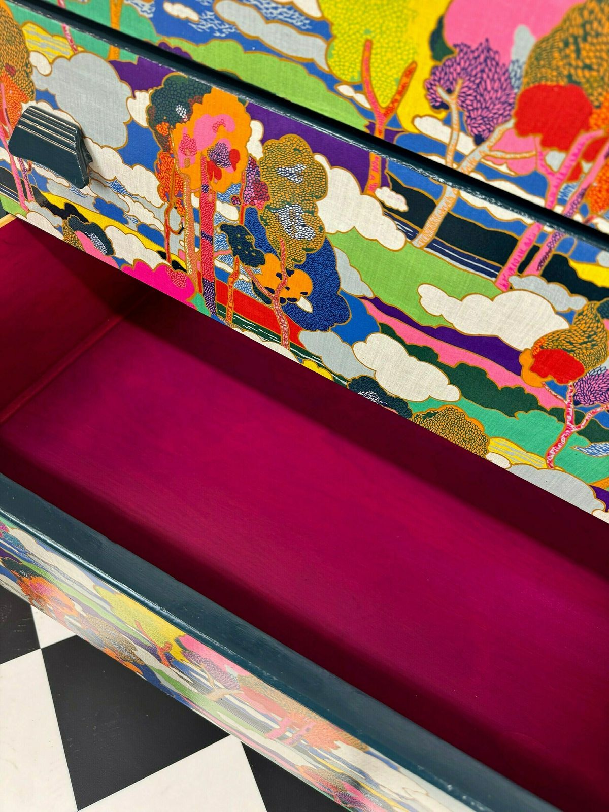 Harris Lebus Art Deco Liberty Print Chest Of Drawers photo vintage