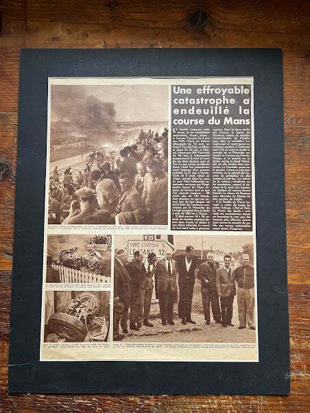 Vintage 1955 Le Mans 24 Hr Race Print Mike Hawthorn Mercedes Accident