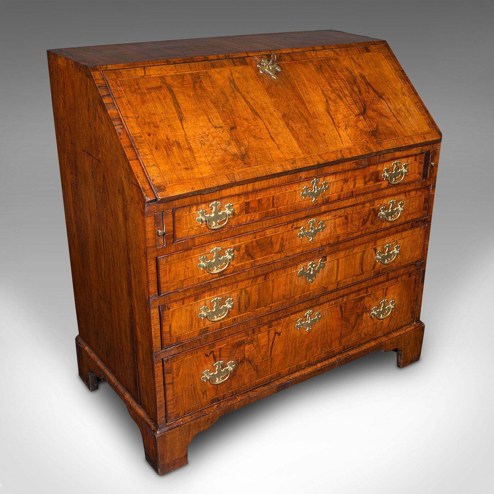 Antique Gentleman's Bureau, English, Walnut, Writing Desk, Secretaire, Georgian photo furniture