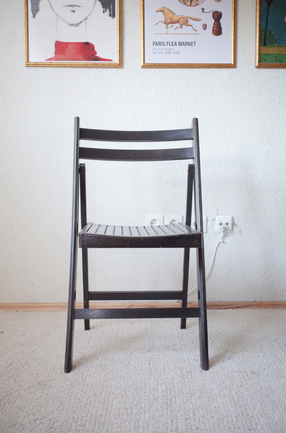 5 Vintage Folding Chairs Painted Black photo furniture