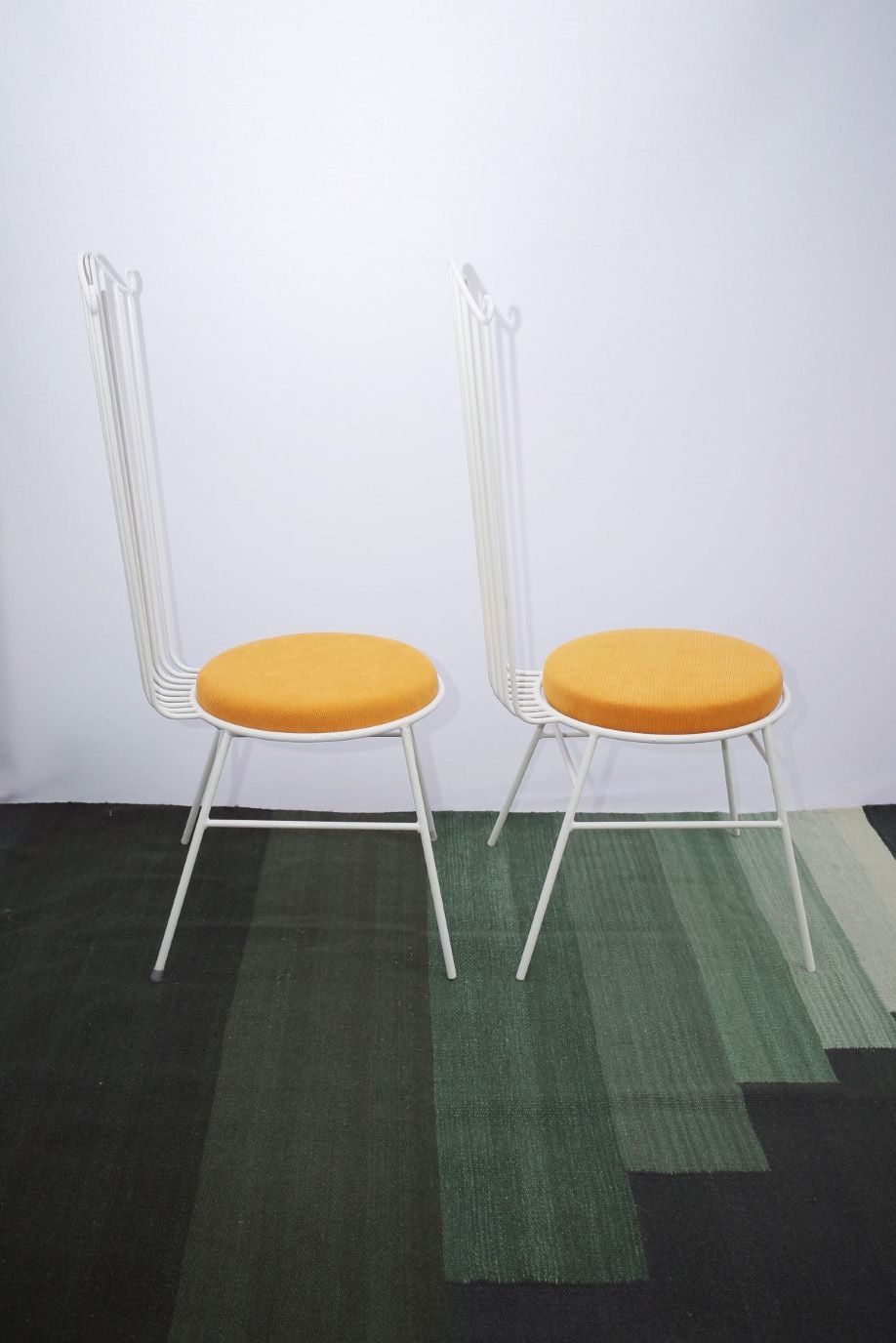 2 X Vintage Metal Garden Chair With Yellow Cushion 1950s photo Garden Furniture