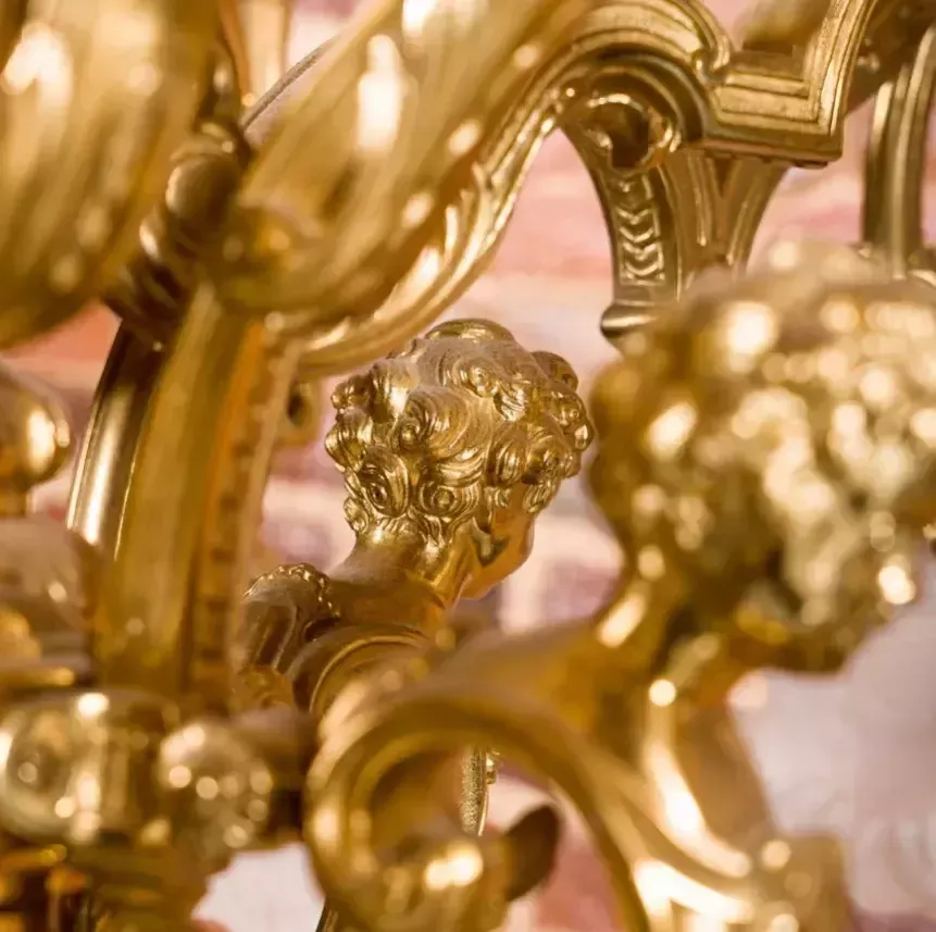 French Gilded Bronze Chandelier Napoleon III. XIX Century. photo Lighting