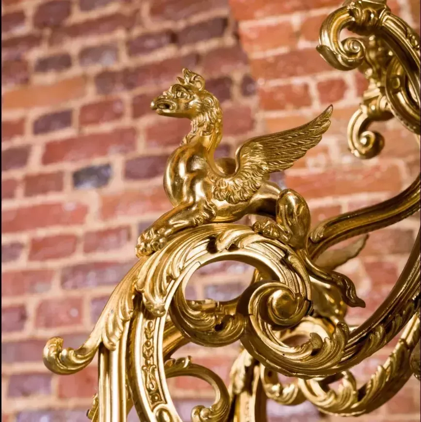photo furniture French Gilded Bronze Chandelier Napoleon III. XIX Century.