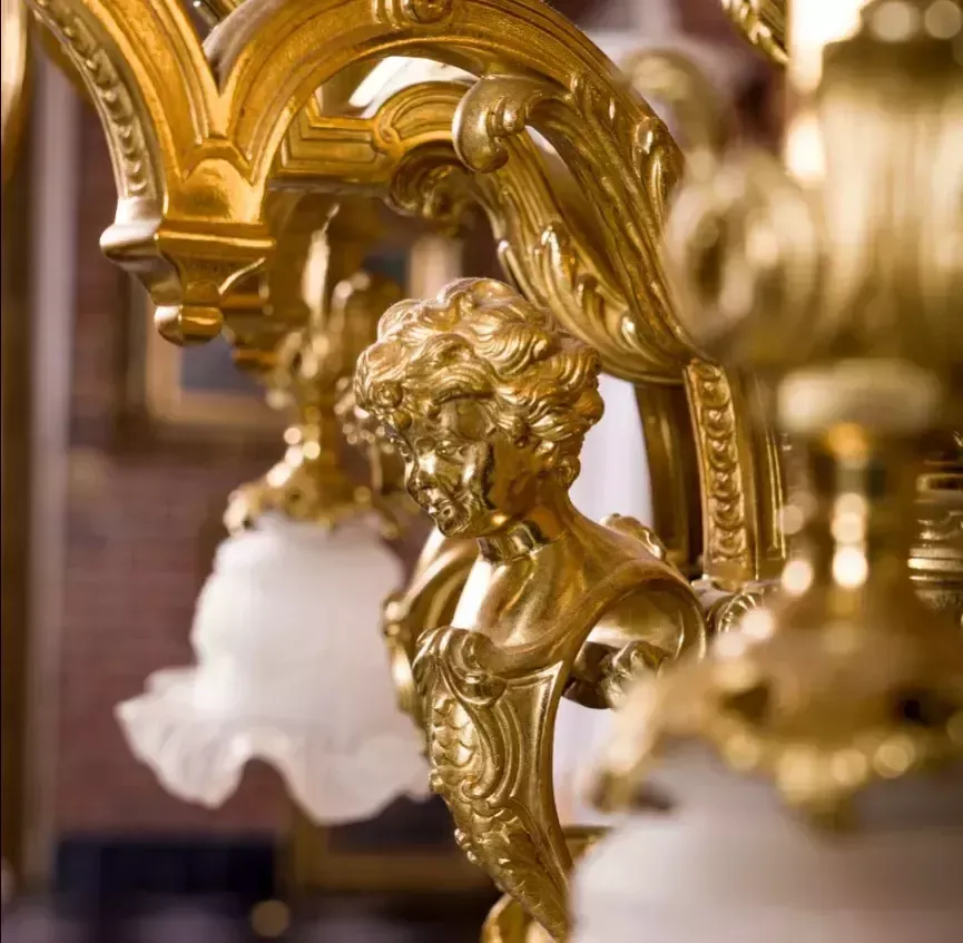 photo for sale French Gilded Bronze Chandelier Napoleon III. XIX Century.