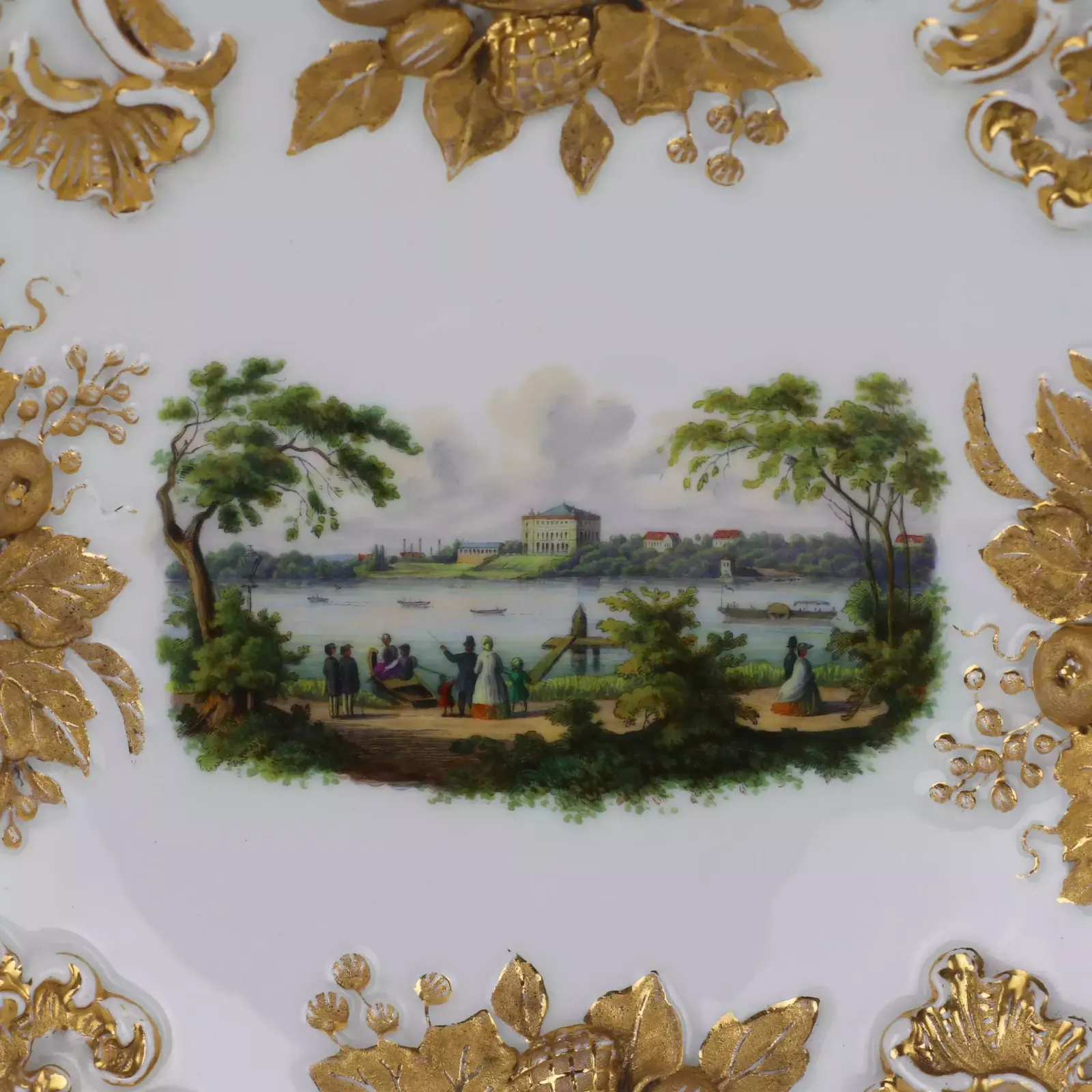 Luxurious Decorative Dish With A View Of Zwickau. Meissen. 1815 1860. photo furniture