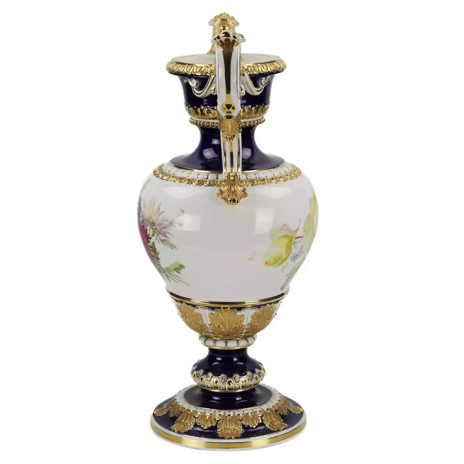 Large Salon Vase With Flowers. Ernst August Leuteritz. Meissen 19th Century photo 6715.0