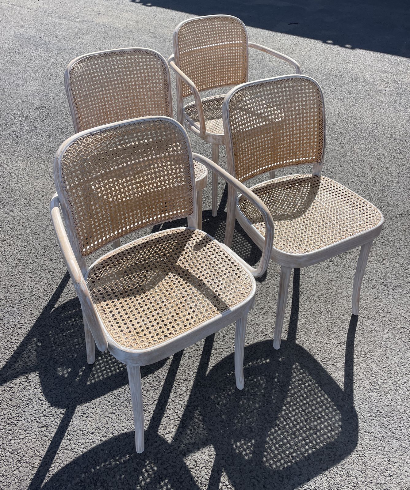 Set Of 4 Vintage Beechwood Cane Style Chairs With Dining Table photo furniture