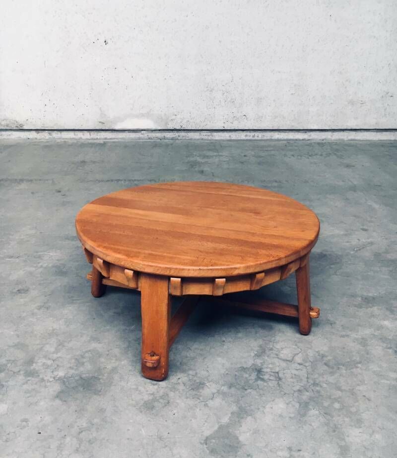 Brutalistisch Vormgegeven Handgemaakte Eiken Salontafel, Nederland, Ca. Jaren 1950 photo furniture