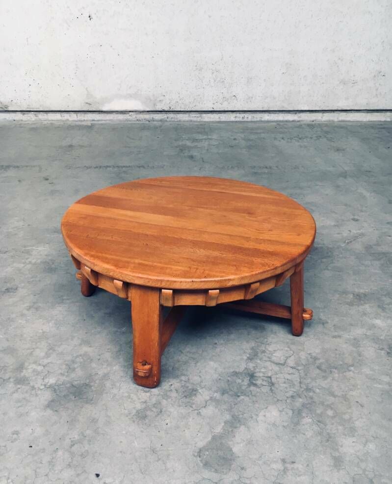 Brutalistisch Vormgegeven Handgemaakte Eiken Salontafel, Nederland, Ca. Jaren 1950 photo Meubels