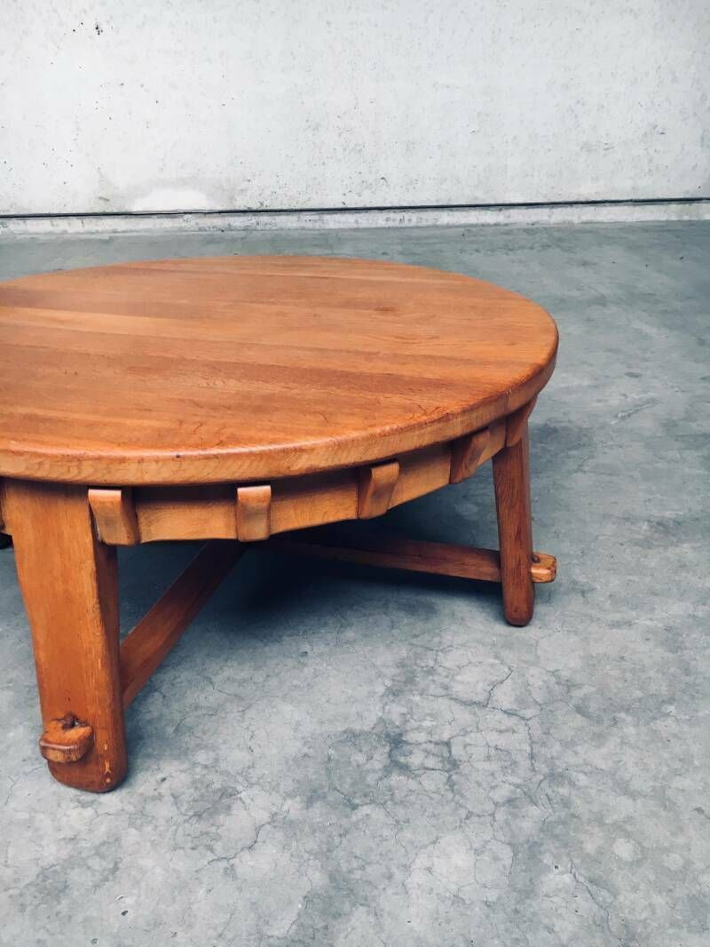 photo for sale Brutalistisch Vormgegeven Handgemaakte Eiken Salontafel, Nederland, Ca. Jaren 1950