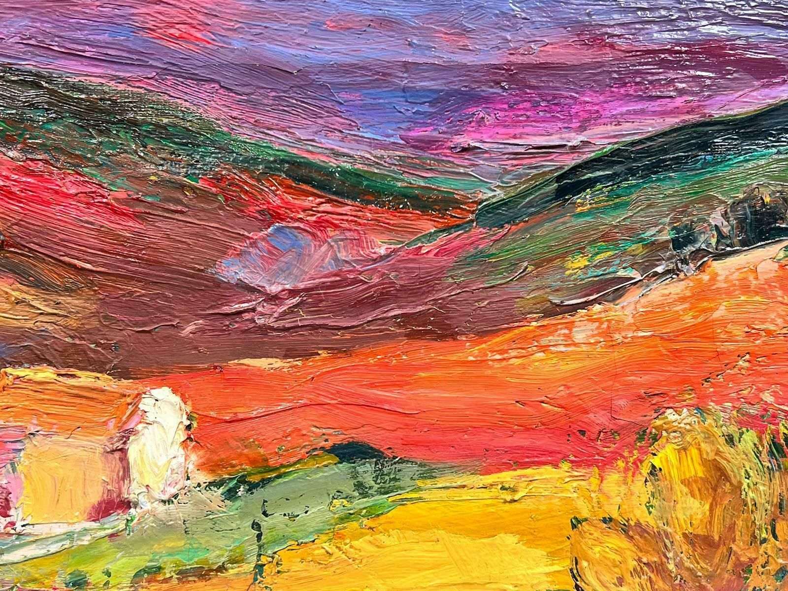 French Mid Century Mid 20th Century French Expressionist Oil Provence Purple Orange Gold Yellow1950's photo Art
