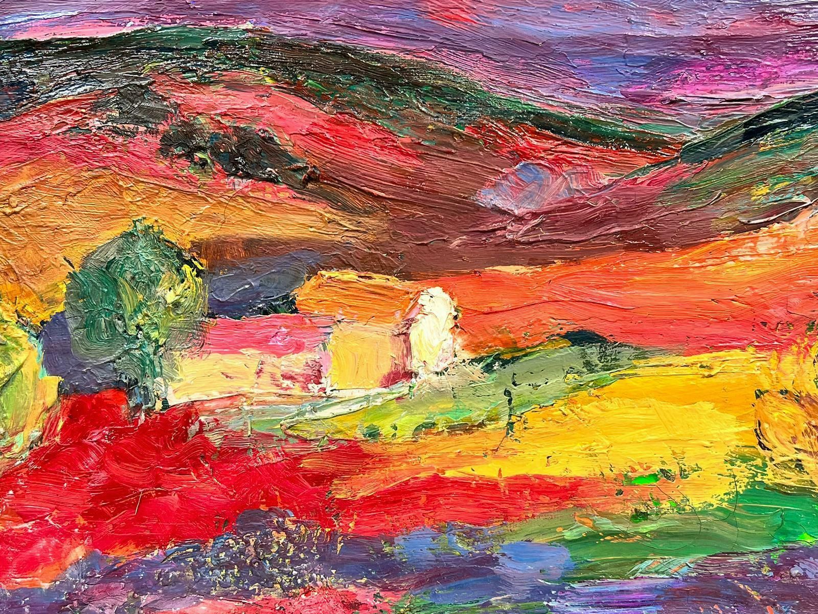 French Mid Century Mid 20th Century French Expressionist Oil Provence Purple Orange Gold Yellow1950's photo 1428.0