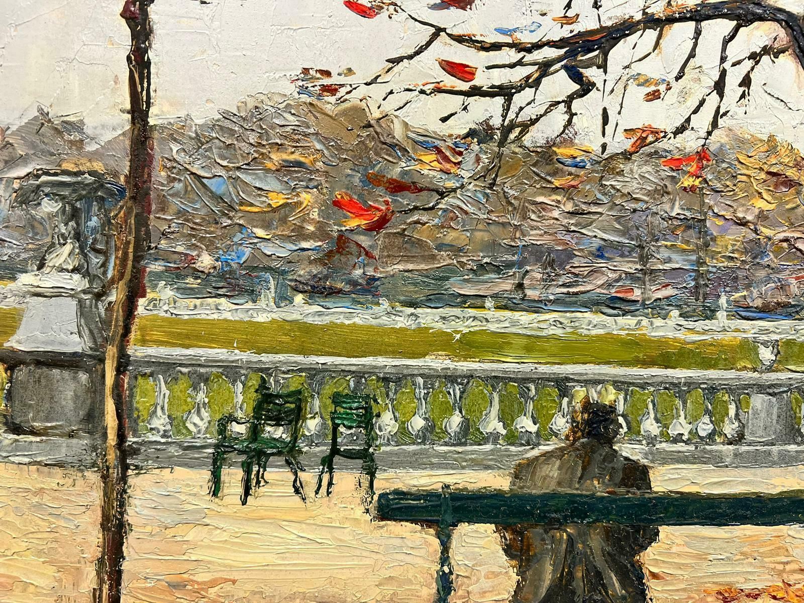 Josine Vignonfigure Sat On In The Autumn Garden Of Luxembourg Thick Oil Impasto Landscape1960's photo vinterior