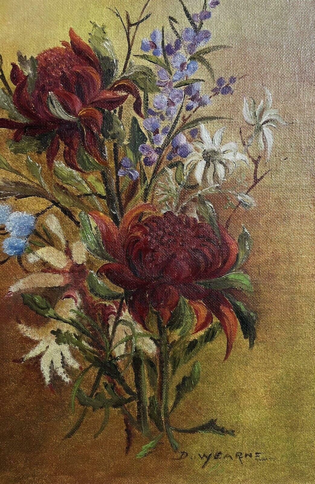 D. Warneaustralian Wild Flowers Signed Oil Painting Still Life, Framed photo for sale