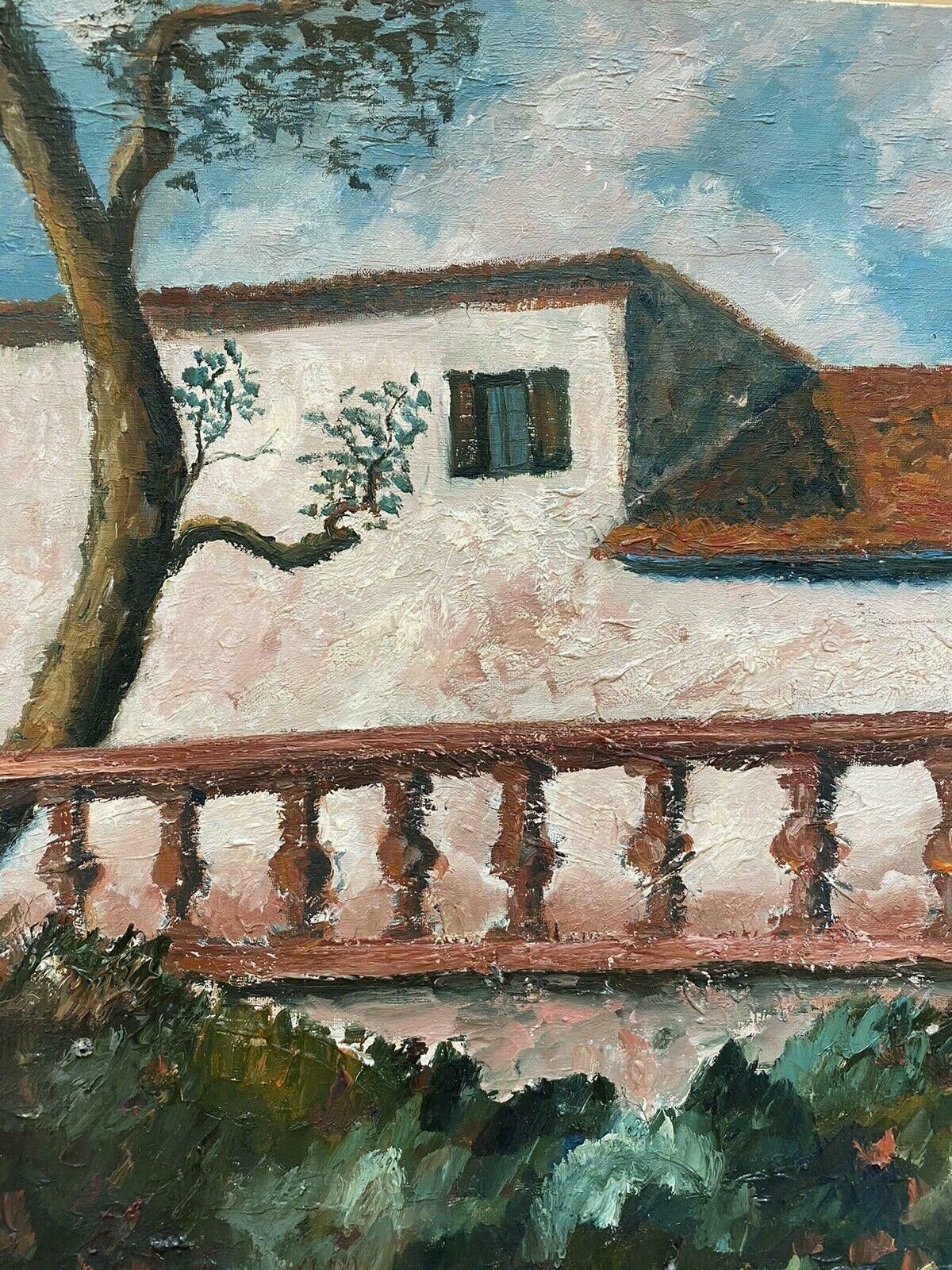 Fernand Audetfernand Audet (1923 2016) French Impressionist Oil   Garden Terrace Beside Housemid 20th Century photo furniture