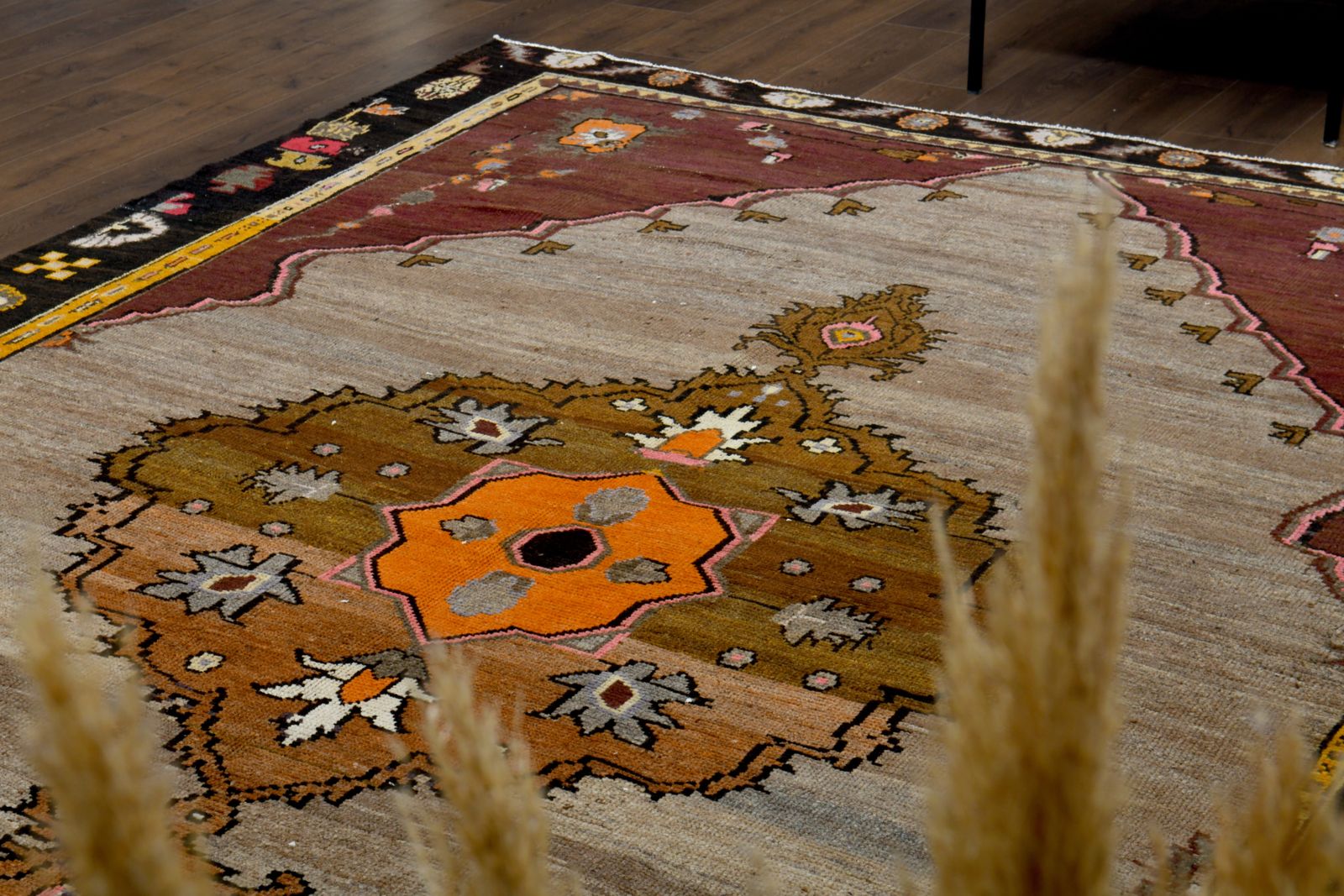 Burgundy Brown Vintage Turkish Oushak Rug, Wool Rugs, Oversized, Handmade, Living Room Carpet photo 1200.0