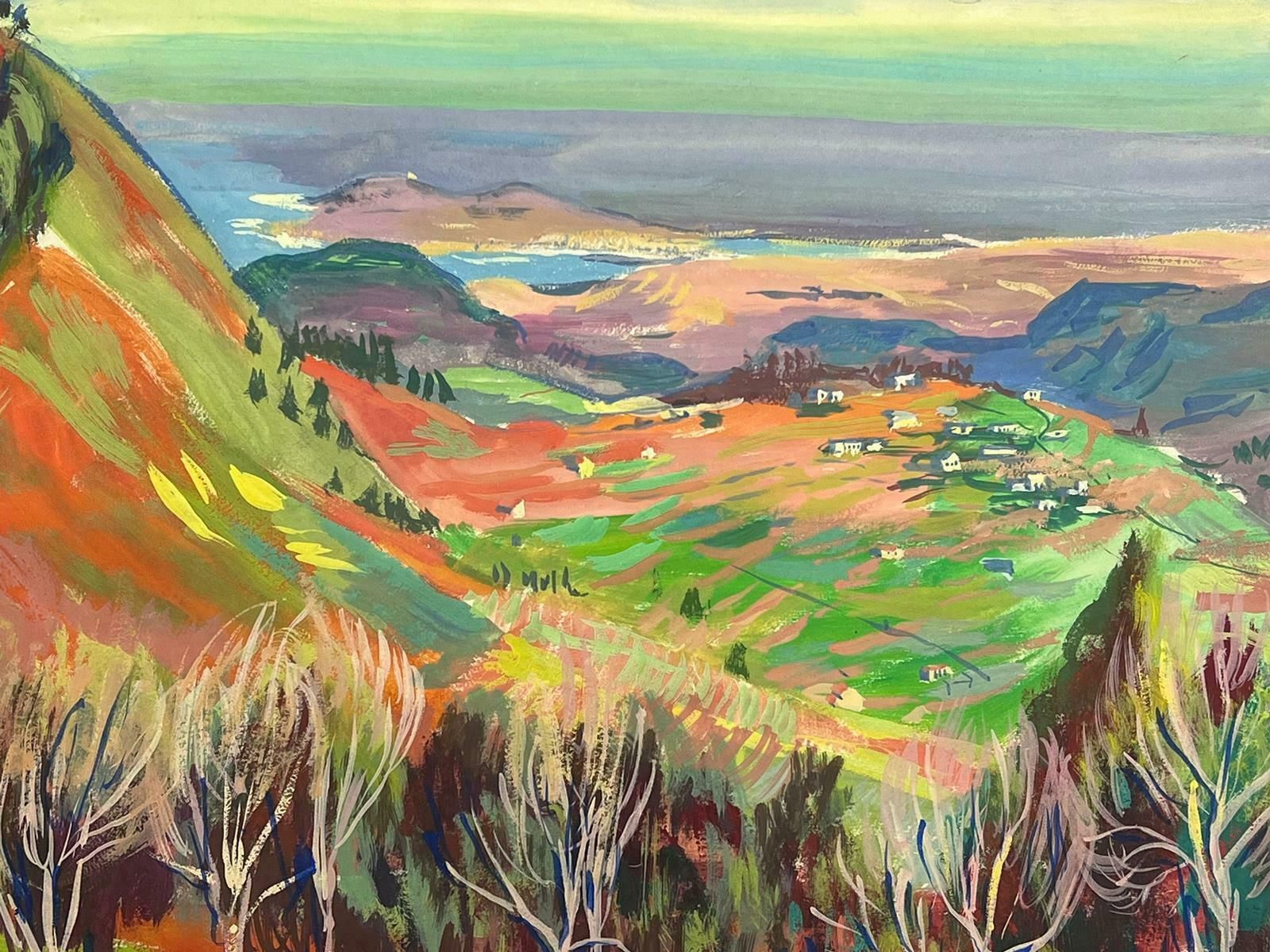 French School1960's French Signed Post Impressionist Painting Far Reaching Valley Views photo furniture