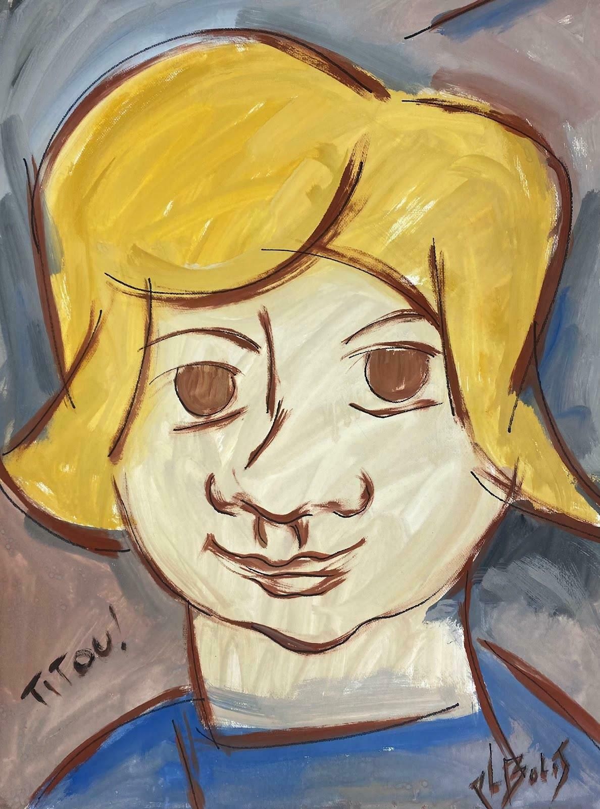 Paul Louis Bolot (French 1918 2003)20th Century French Modernist Painting Of A Young Blonde Female Portrait20th Century (1975)