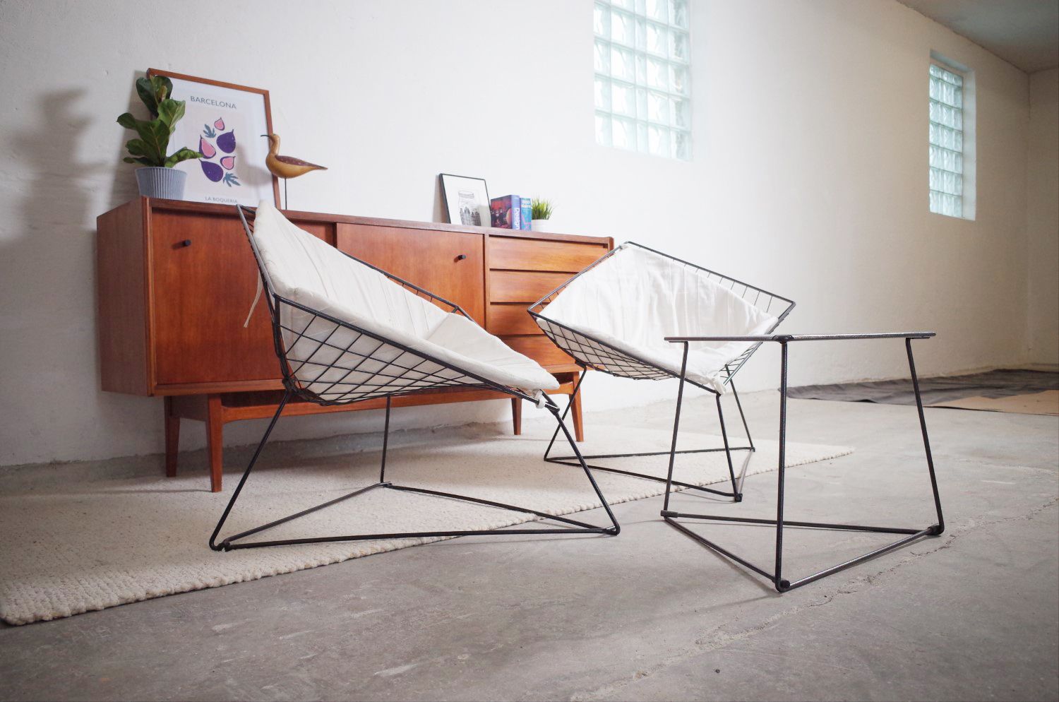 Ikea Oti Set Gammelgaard Wire Frame Diamond Chairs 80s photo Furniture
