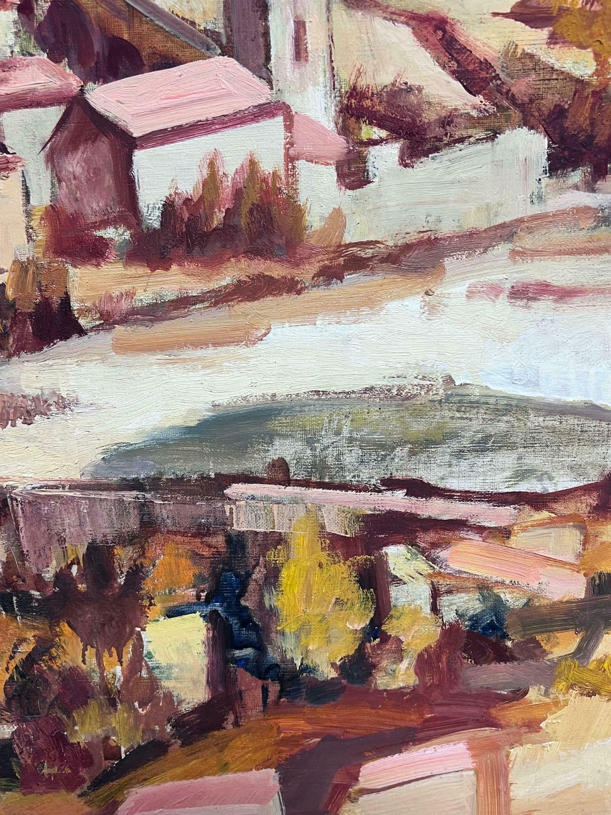 Josine Vignonlarge Mid 20th Century Post Impressionist Oil Mediterranean Hillside Village1960's photo 995.0