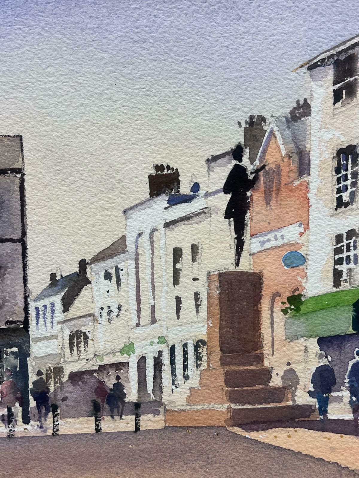Anthony Averybritish Original Impressionist Watercolor English Town Market Place Square photo Art