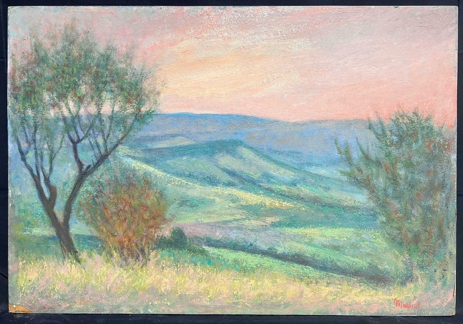 Jacob Markiel20th Century French Modernist Oil Painting Hazy Summer French Meadows Landscape photo furniture