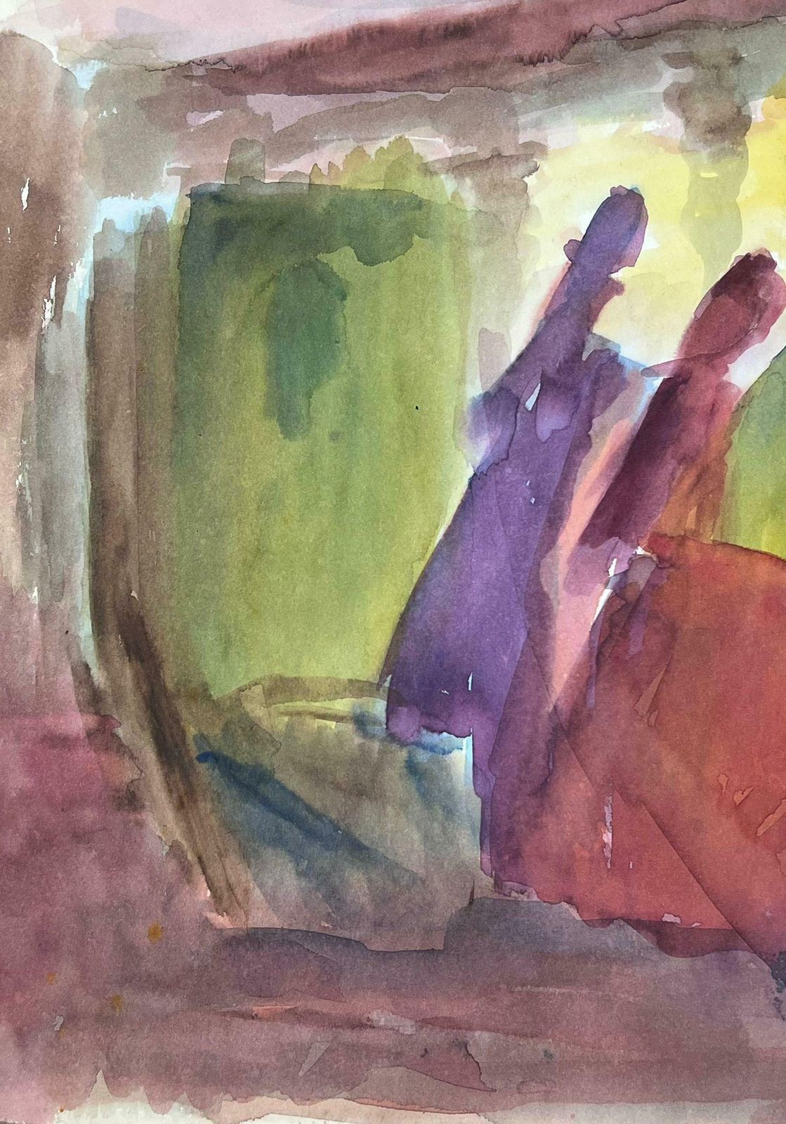 Guy Nicod 20th Century French Modernist Painting Colourful Abstract Figures photo furniture
