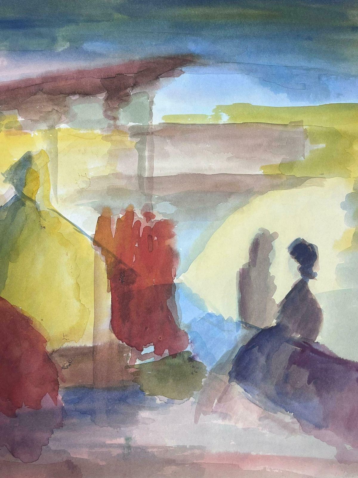 Guy Nicod 20th Century French Modernist Painting Colourful Abstract Figures photo Art