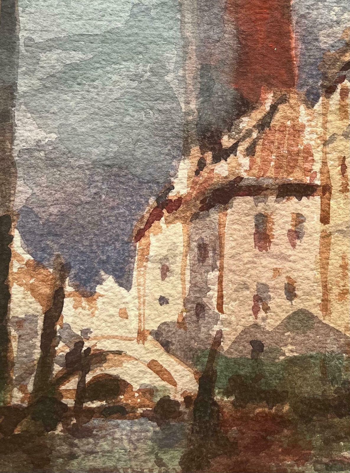 Maurice Mazeiliefrench Impressionist Watercolor Of Venetian Cityscape With Tower And Canal20th Century photo 163.0