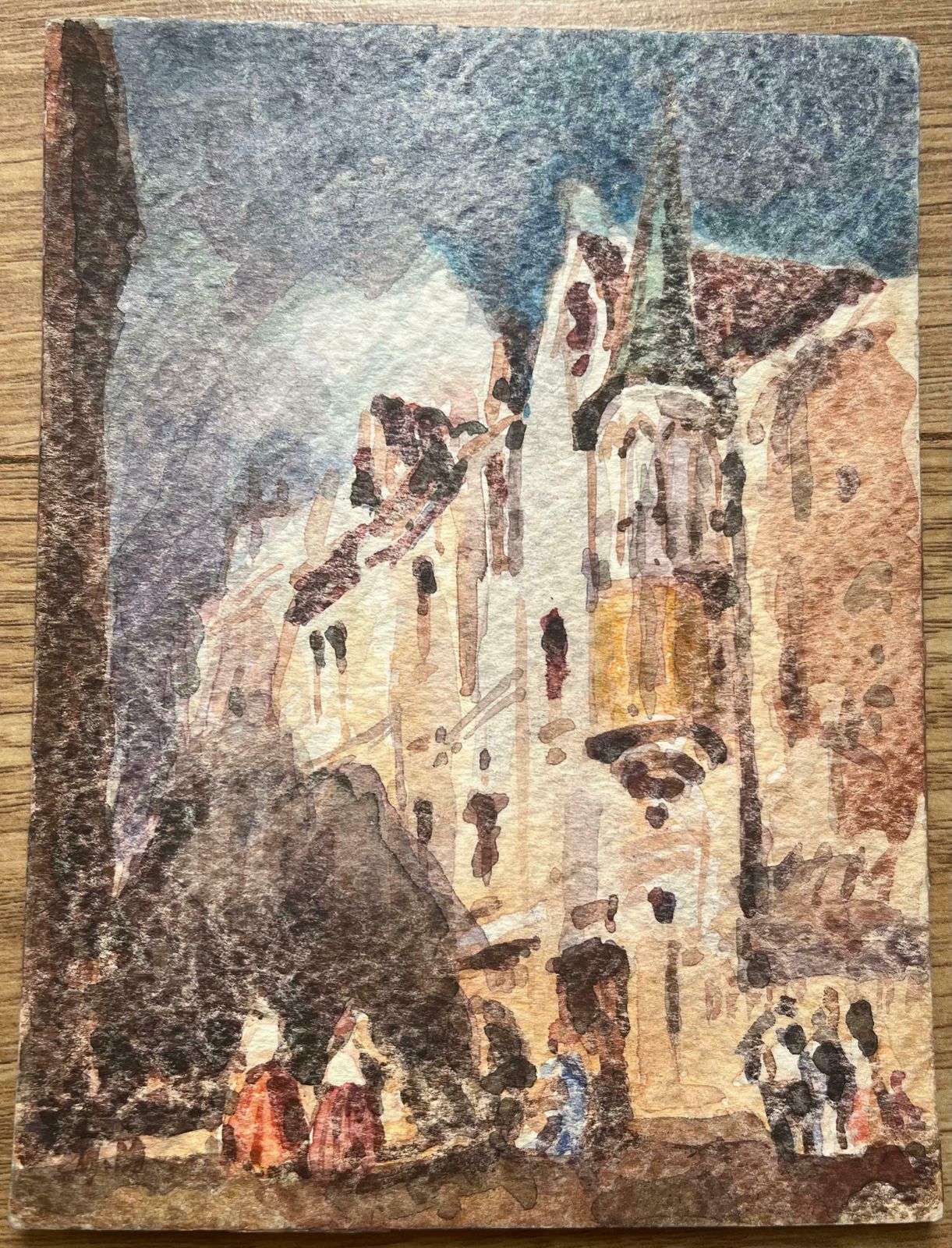 Maurice Mazeiliefrench Impressionist Watercolor Of Street Scene And Figures20th Century photo furniture