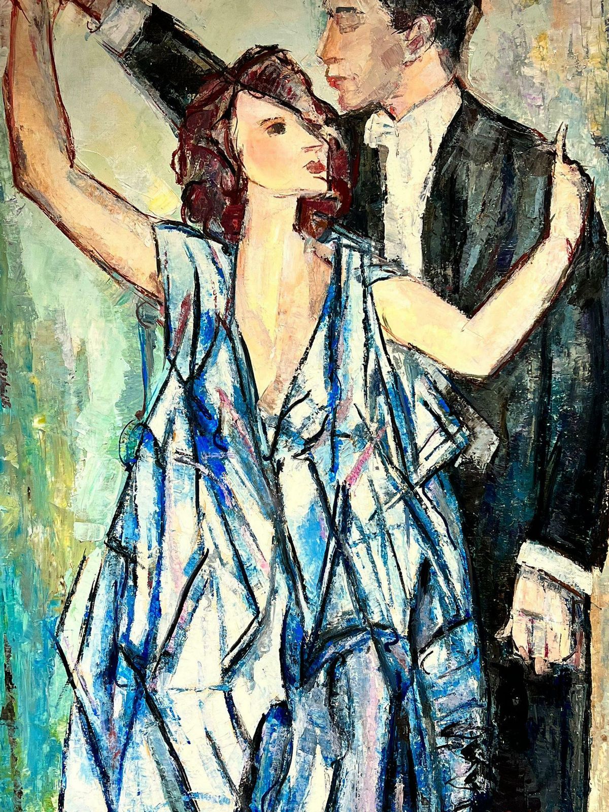 Maria Tort Xirauhuge Spanish/ French Oil Painting    Baby Blue Couple1991 photo 1683.0