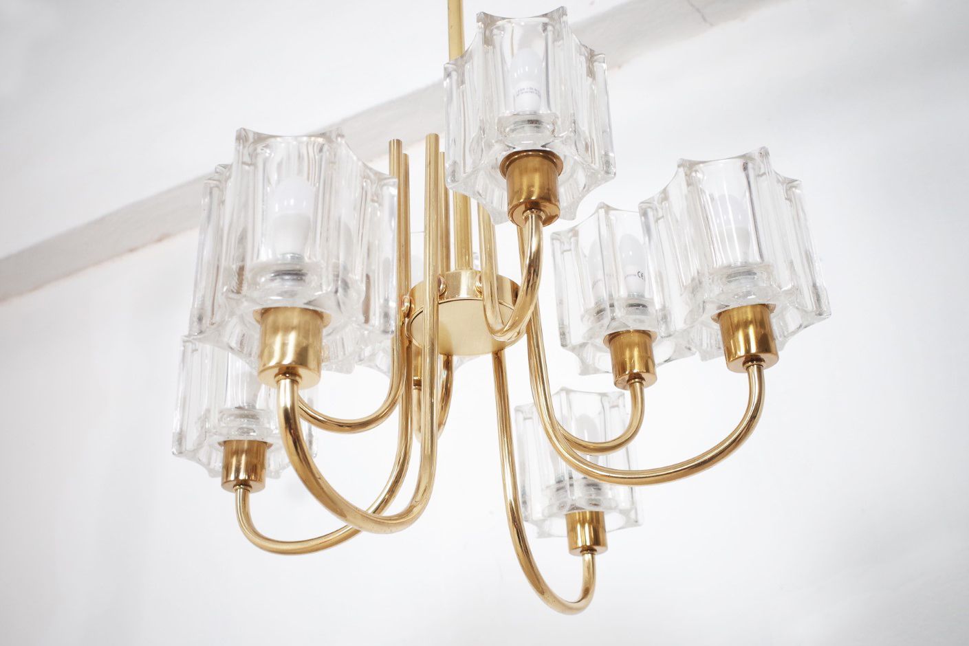 Crystal Glass Chandelier By Peill & Putzler 1970s photo vinterior