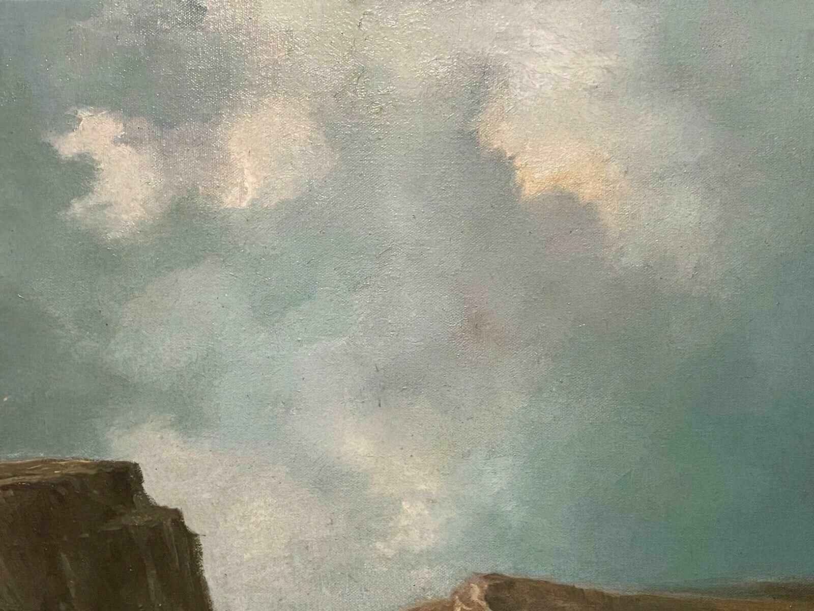 R.Gore1970s British Impressionist Signed Oil Painting   Windswept Beach Scene & Cliffs20th Century photo vinterior