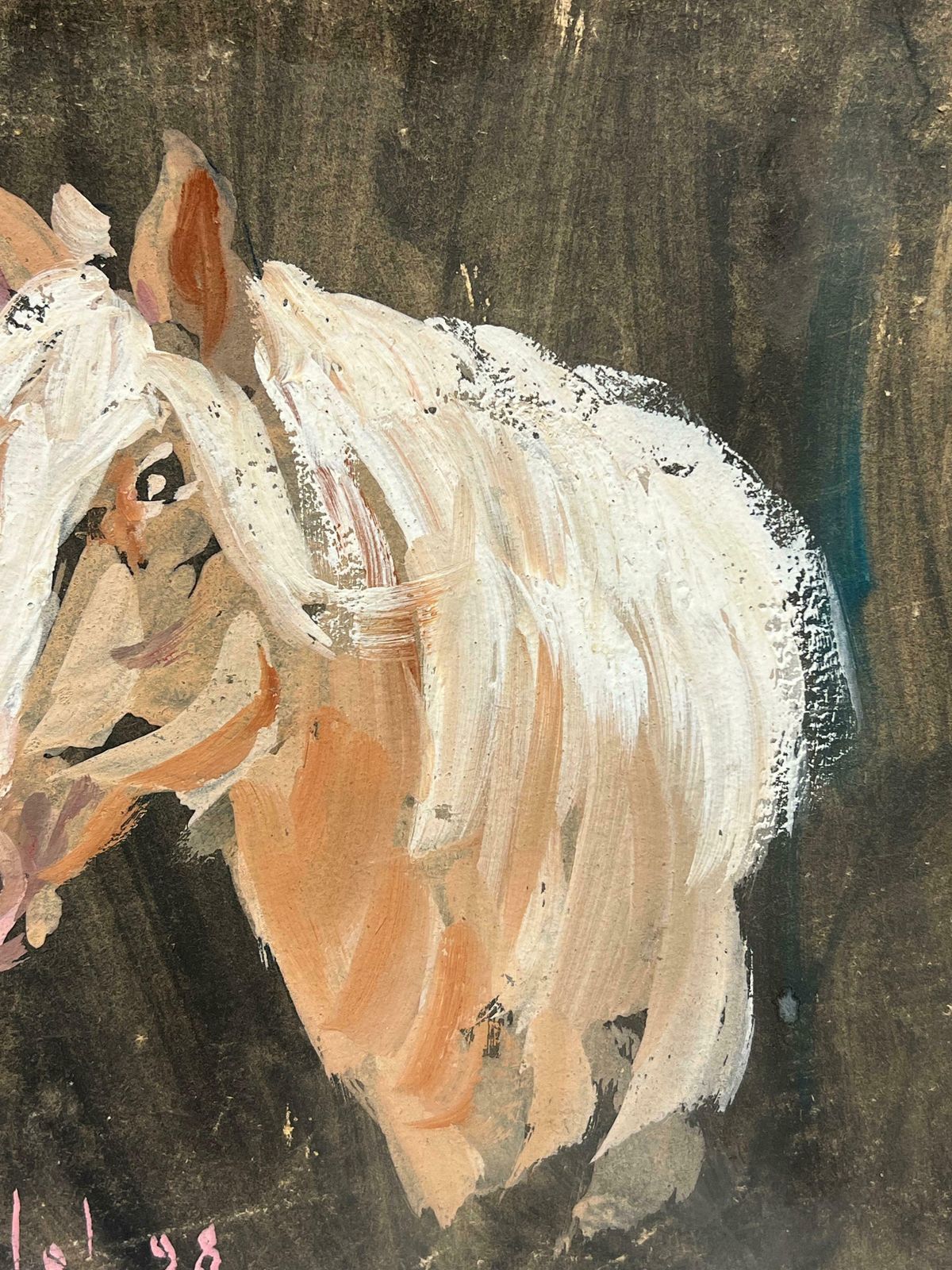 Fanch Lelportrait Of A Palomino Light Chestnut Horse With Flowing Mane Original Painting20th Century photo for sale