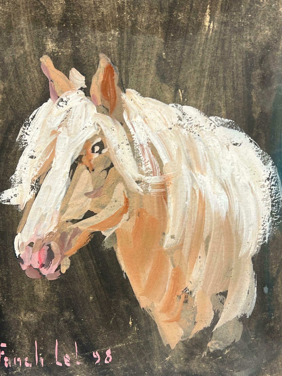 Fanch Lelportrait Of A Palomino Light Chestnut Horse With Flowing Mane Original Painting20th Century photo vinterior
